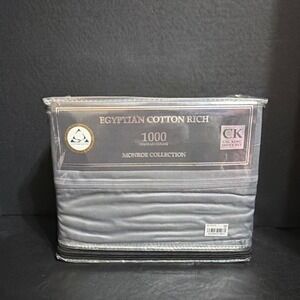 Monroe Collection 1000 TC Egyptian Cotton Rich Cal King Sheet Set Grey 4pc NEW